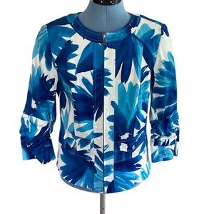 Blue Floral Print Women's Jacket
